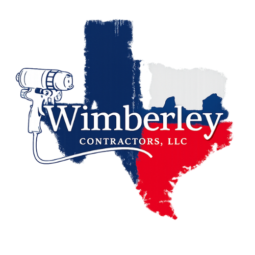 Wimberley Contractors LLC logo with Texas map and spray paint gun